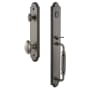 Grandeur Arc Solid Brass Rose Keyed Entry Single Cylinder Full Plate "F" Grip Handleset with Eden Prairie Knob and 2-3/4" Backset Antique Pewter