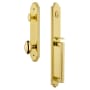 Grandeur Arc Solid Brass Rose Keyed Entry Single Cylinder Full Plate "D" Grip Handleset with Eden Prairie Knob and 2-3/4" Backset Lifetime Brass