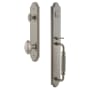 Grandeur Arc Solid Brass Rose Keyed Entry Single Cylinder Full Plate "F" Grip Handleset with Eden Prairie Knob and 2-3/4" Backset Satin Nickel