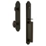 Grandeur Arc Solid Brass Rose Keyed Entry Single Cylinder Full Plate "D" Grip Handleset with Eden Prairie Knob and 2-3/4" Backset Timeless Bronze