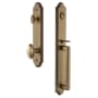 Grandeur Arc Solid Brass Rose Keyed Entry Single Cylinder Full Plate "D" Grip Handleset with Eden Prairie Knob and 2-3/4" Backset Vintage Brass