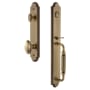 Grandeur Arc Solid Brass Rose Keyed Entry Single Cylinder Full Plate "F" Grip Handleset with Eden Prairie Knob and 2-3/4" Backset Vintage Brass