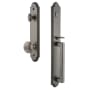 Grandeur Arc Solid Brass Rose Keyed Entry Single Cylinder Full Plate "D" Grip Handleset with Fifth Avenue Knob and 2-3/8" Backset Antique Pewter
