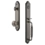 Grandeur Arc Solid Brass Rose Keyed Entry Single Cylinder Full Plate "F" Grip Handleset with Fifth Avenue Knob and 2-3/4" Backset Antique Pewter
