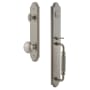 Grandeur Arc Solid Brass Rose Keyed Entry Single Cylinder Full Plate "F" Grip Handleset with Fifth Avenue Knob and 2-3/4" Backset Satin Nickel