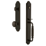 Grandeur Arc Solid Brass Rose Keyed Entry Single Cylinder Full Plate "F" Grip Handleset with Fifth Avenue Knob and 2-3/4" Backset Timeless Bronze
