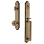 Grandeur Arc Solid Brass Rose Keyed Entry Single Cylinder Full Plate "D" Grip Handleset with Fifth Avenue Knob and 2-3/4" Backset Vintage Brass