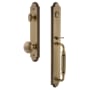 Grandeur Arc Solid Brass Rose Keyed Entry Single Cylinder Full Plate "F" Grip Handleset with Fifth Avenue Knob and 2-3/4" Backset Vintage Brass
