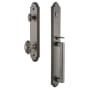 Grandeur Arc Solid Brass Rose Keyed Entry Single Cylinder Full Plate "D" Grip Handleset with Grande Victorian Knob and 2-3/4" Backset Antique Pewter