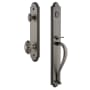 Grandeur Arc Solid Brass Rose Keyed Entry Single Cylinder Full Plate "S" Grip Handleset with Grande Victorian Knob and 2-3/8" Backset Antique Pewter