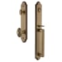 Grandeur Arc Solid Brass Rose Keyed Entry Single Cylinder Full Plate "D" Grip Handleset with Grande Victorian Knob and 2-3/4" Backset Vintage Brass