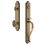 Grandeur Arc Solid Brass Rose Keyed Entry Single Cylinder Full Plate "S" Grip Handleset with Grande Victorian Knob and 2-3/8" Backset Vintage Brass