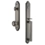 Grandeur Arc Solid Brass Rose Keyed Entry Single Cylinder Full Plate "D" Grip Handleset with Parthenon Knob and 2-3/8" Backset Antique Pewter