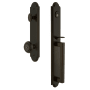 Grandeur Arc Solid Brass Rose Keyed Entry Single Cylinder Full Plate "D" Grip Handleset with Parthenon Knob and 2-3/8" Backset Timeless Bronze