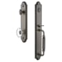 Grandeur Arc Solid Brass Rose Keyed Entry Single Cylinder Full Plate "F" Grip Handleset with Provence Crystal Knob and 2-3/8" Backset Antique Pewter