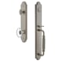 Grandeur Arc Solid Brass Rose Keyed Entry Single Cylinder Full Plate "F" Grip Handleset with Provence Crystal Knob and 2-3/8" Backset Satin Nickel