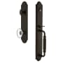 Grandeur Arc Solid Brass Rose Keyed Entry Single Cylinder Full Plate "F" Grip Handleset with Provence Crystal Knob and 2-3/8" Backset Timeless Bronze