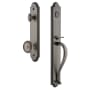 Grandeur Arc Solid Brass Rose Keyed Entry Single Cylinder Full Plate "S" Grip Handleset with Soleil Knob and 2-3/4" Backset Antique Pewter