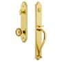 Grandeur Arc Solid Brass Rose Keyed Entry Single Cylinder Full Plate "S" Grip Handleset with Soleil Knob and 2-3/4" Backset Lifetime Brass