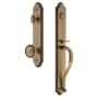 Grandeur Arc Solid Brass Rose Keyed Entry Single Cylinder Full Plate "S" Grip Handleset with Soleil Knob and 2-3/4" Backset Vintage Brass