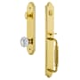 Grandeur Arc Solid Brass Rose Keyed Entry Single Cylinder Full Plate "F" Grip Handleset with Versailles Crystal Knob and 2-3/8" Backset Lifetime Brass