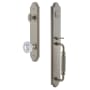 Grandeur Arc Solid Brass Rose Keyed Entry Single Cylinder Full Plate "F" Grip Handleset with Versailles Crystal Knob and 2-3/8" Backset Satin Nickel