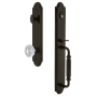Grandeur Arc Solid Brass Rose Keyed Entry Single Cylinder Full Plate "F" Grip Handleset with Versailles Crystal Knob and 2-3/8" Backset Timeless Bronze