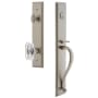 Grandeur Carre Solid Brass Rose Keyed Entry Single Cylinder Full Plate "S" Grip Handleset with Baguette Clear Crystal Knob and 2-3/8" Backset Satin Nickel