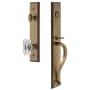 Grandeur Carre Solid Brass Rose Keyed Entry Single Cylinder Full Plate "S" Grip Handleset with Baguette Clear Crystal Knob and 2-3/8" Backset Vintage Brass
