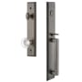 Grandeur Carre Solid Brass Rose Keyed Entry Single Cylinder Full Plate "D" Grip Handleset with Bordeaux Crystal Knob and 2-3/8" Backset Antique Pewter