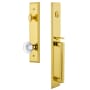 Grandeur Carre Solid Brass Rose Keyed Entry Single Cylinder Full Plate "D" Grip Handleset with Bordeaux Crystal Knob and 2-3/8" Backset Lifetime Brass