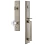 Grandeur Carre Solid Brass Rose Keyed Entry Single Cylinder Full Plate "D" Grip Handleset with Bordeaux Crystal Knob and 2-3/8" Backset Satin Nickel