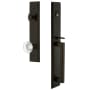 Grandeur Carre Solid Brass Rose Keyed Entry Single Cylinder Full Plate "D" Grip Handleset with Bordeaux Crystal Knob and 2-3/8" Backset Timeless Bronze
