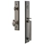 Grandeur Carre Solid Brass Rose Keyed Entry Single Cylinder Full Plate "D" Grip Handleset with Eden Prairie Knob and 2-3/8" Backset Antique Pewter