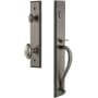 Grandeur Carre Solid Brass Rose Keyed Entry Single Cylinder "S" Grip Handleset with Eden Prairie Knob and 2-3/8" Backset Antique Pewter