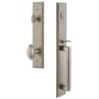Grandeur Carre Solid Brass Rose Keyed Entry Single Cylinder Full Plate "D" Grip Handleset with Eden Prairie Knob and 2-3/8" Backset Satin Nickel