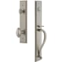 Grandeur Carre Solid Brass Rose Keyed Entry Single Cylinder "S" Grip Handleset with Eden Prairie Knob and 2-3/8" Backset Satin Nickel