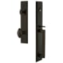 Grandeur Carre Solid Brass Rose Keyed Entry Single Cylinder Full Plate "D" Grip Handleset with Eden Prairie Knob and 2-3/8" Backset Timeless Bronze