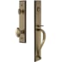 Grandeur Carre Solid Brass Rose Keyed Entry Single Cylinder "S" Grip Handleset with Eden Prairie Knob and 2-3/8" Backset Vintage Brass