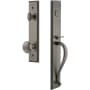 Grandeur Carre Solid Brass Rose Keyed Entry Single Cylinder "S" Grip Handleset with Fifth Avenue Knob and 2-3/4" Backset Antique Pewter