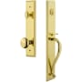 Grandeur Carre Solid Brass Rose Keyed Entry Single Cylinder "S" Grip Handleset with Fifth Avenue Knob and 2-3/4" Backset Lifetime Brass