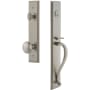 Grandeur Carre Solid Brass Rose Keyed Entry Single Cylinder "S" Grip Handleset with Fifth Avenue Knob and 2-3/4" Backset Satin Nickel