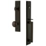 Grandeur Carre Solid Brass Rose Keyed Entry Single Cylinder Full Plate "D" Grip Handleset with Fifth Avenue Knob and 2-3/4" Backset Timeless Bronze