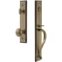 Grandeur Carre Solid Brass Rose Keyed Entry Single Cylinder "S" Grip Handleset with Fifth Avenue Knob and 2-3/4" Backset Vintage Brass