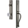 Grandeur Carre Solid Brass Rose Keyed Entry Single Cylinder "S" Grip Handleset with Fontainebleau Crystal Knob and 2-3/4" Backset Antique Pewter