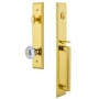Grandeur Carre Solid Brass Rose Keyed Entry Single Cylinder Full Plate "D" Grip Handleset with Fontainebleau Crystal Knob and 2-3/4" Backset Lifetime Brass