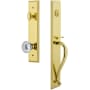 Grandeur Carre Solid Brass Rose Keyed Entry Single Cylinder "S" Grip Handleset with Fontainebleau Crystal Knob and 2-3/4" Backset Lifetime Brass