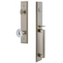 Grandeur Carre Solid Brass Rose Keyed Entry Single Cylinder Full Plate "D" Grip Handleset with Fontainebleau Crystal Knob and 2-3/4" Backset Satin Nickel