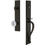 Grandeur Carre Solid Brass Rose Keyed Entry Single Cylinder "S" Grip Handleset with Fontainebleau Crystal Knob and 2-3/4" Backset Timeless Bronze