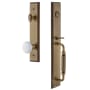 Grandeur Carre Solid Brass Rose Keyed Entry Single Cylinder Full Plate "F" Grip Handleset with Hyde Park Knob and 2-3/8" Backset Vintage Brass
